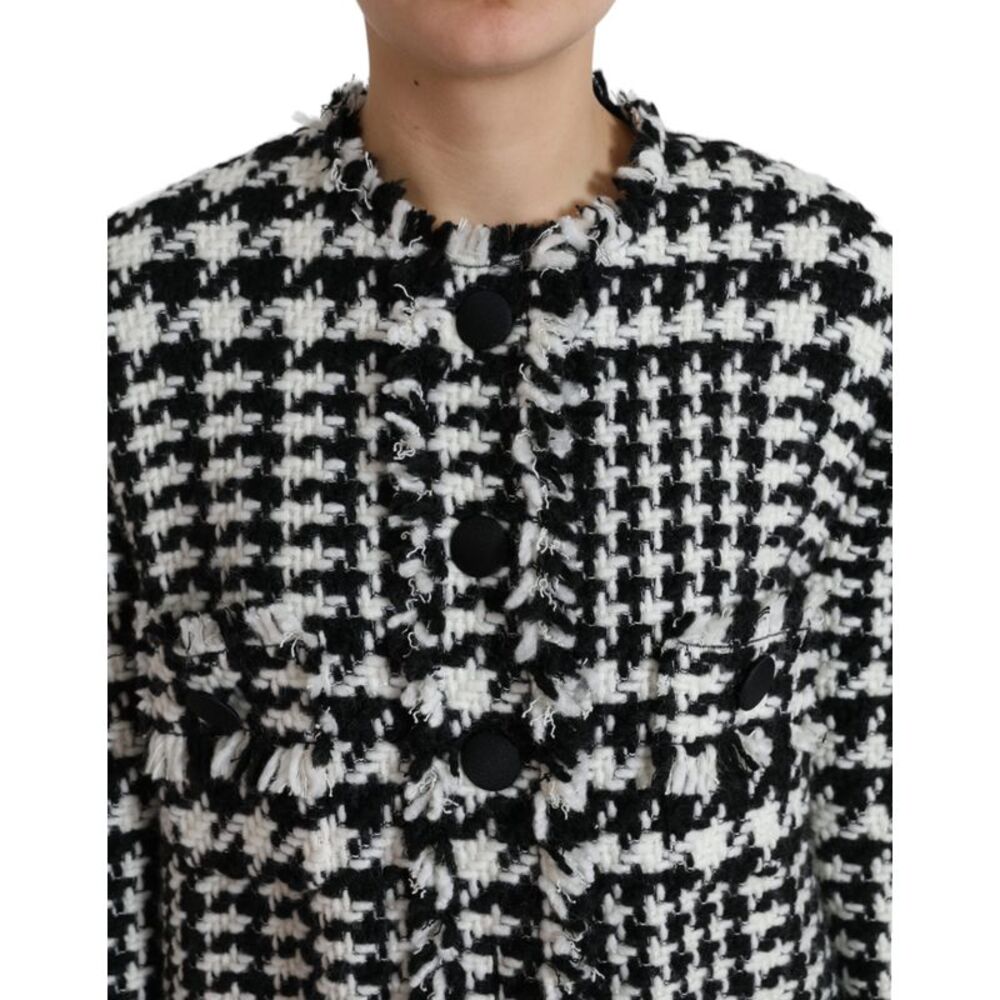 Dolce & Gabbana Black White Houndstooth Trench Coat Women's Jacket - Picture 4 of 6